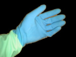 gummi-handschuhe, im dezentem blauton